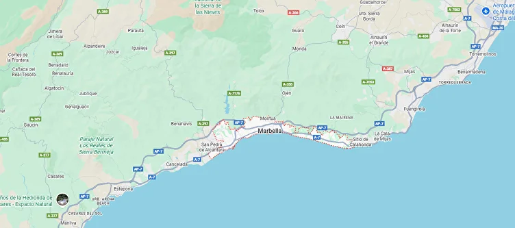 Map of Marbella and its surroundings